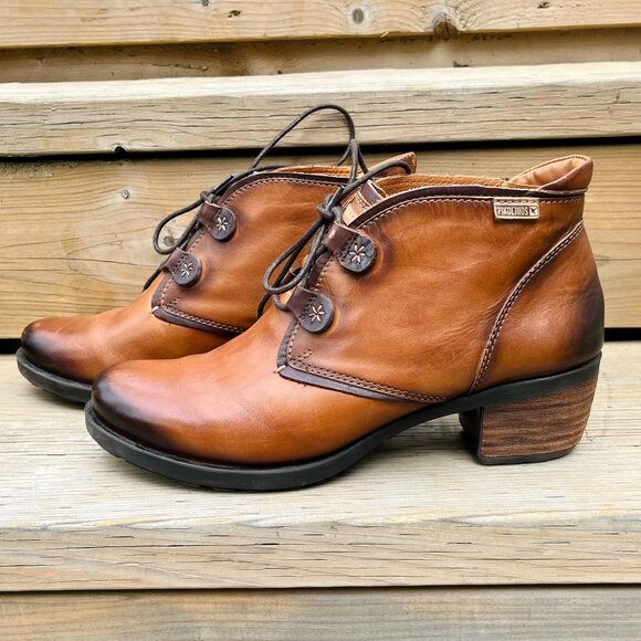 Women's PIKOLINOS Brown Leather Ankle Boots Size 42 - Picture 1 of 10